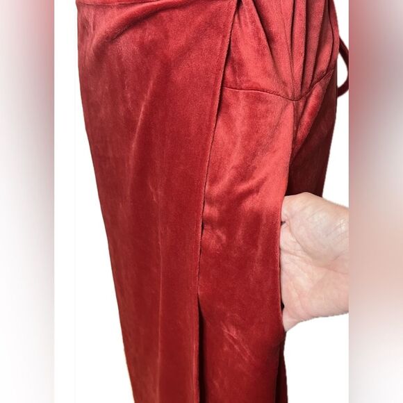 Marin Layer Viola Velour Midi Red Wrap Dress Size XL - Picture 5 of 9